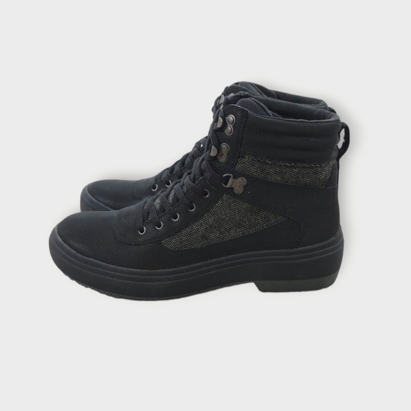 NWOB MERRELL HOLLY 2 BLACK LEATHER &  TEXTILE ANKLE BOOTS Womens Size 10 - Picture 2 of 6